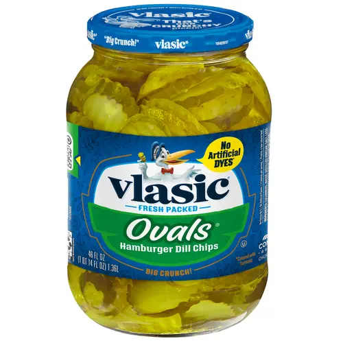 Vlasic Big Crunch Ovals, Dill Pickle Hamburger Chips, 46 fl oz Jar