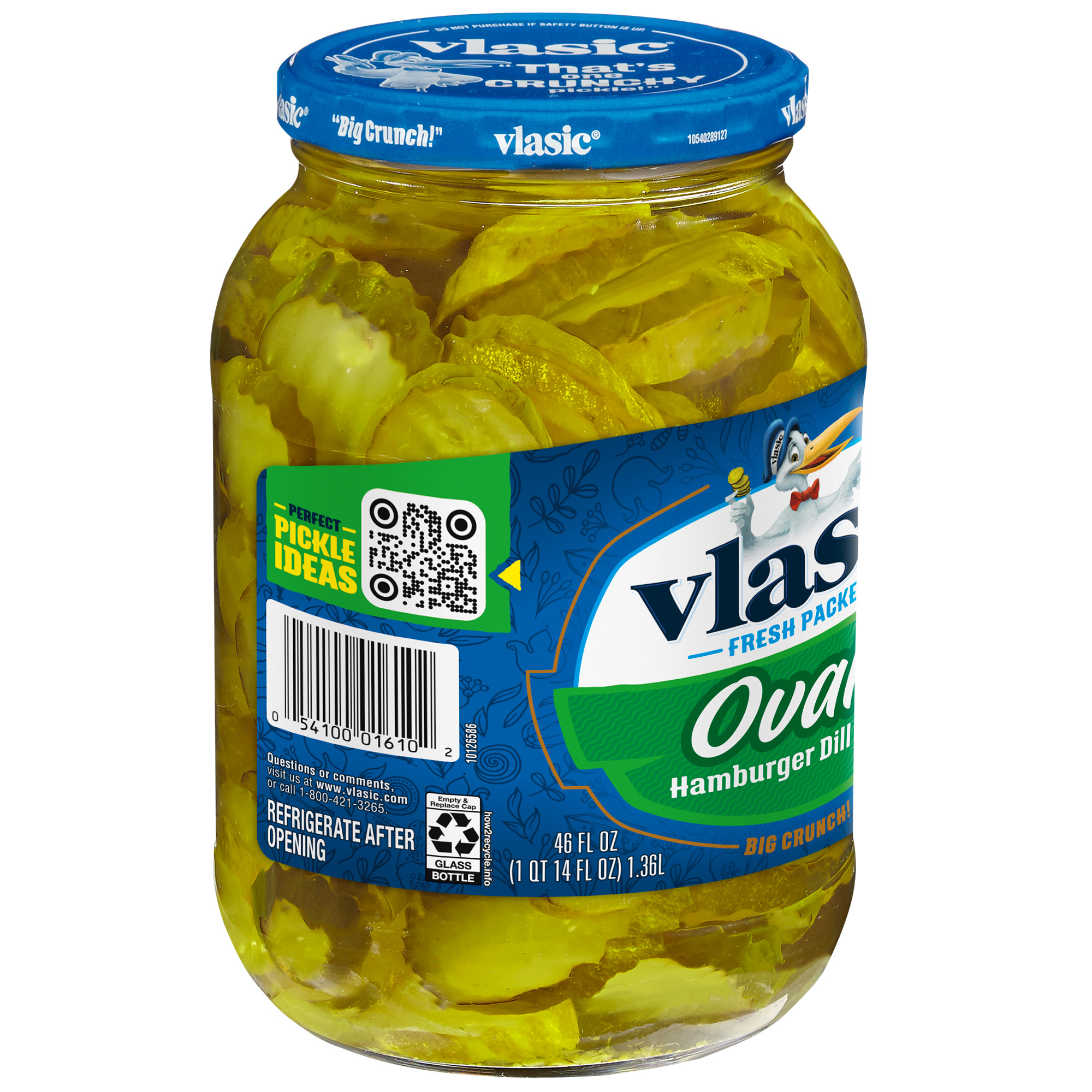 Vlasic Big Crunch Ovals, Dill Pickle Hamburger Chips, 46 fl oz Jar thumbnail 2