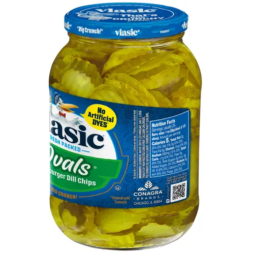 Vlasic Big Crunch Ovals, Dill Pickle Hamburger Chips, 46 fl oz Jar thumbnail 3