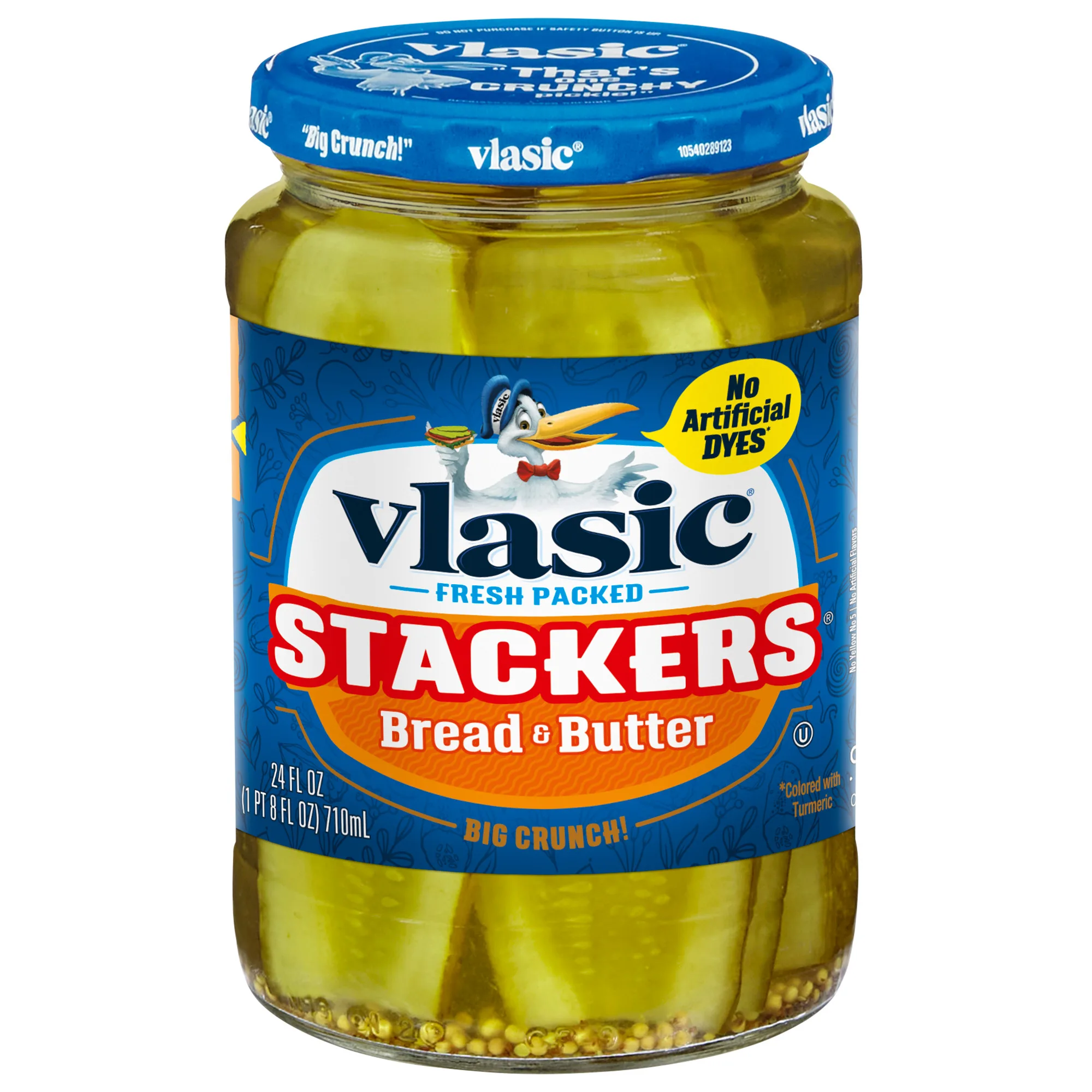 Vlasic Stackers Bread and Butter Pickles, Sweet Pickle Chips, 24 fl oz Jar
