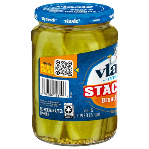 Vlasic Stackers Bread and Butter Pickles, Sweet Pickle Chips, 24 fl oz Jar thumbnail 2