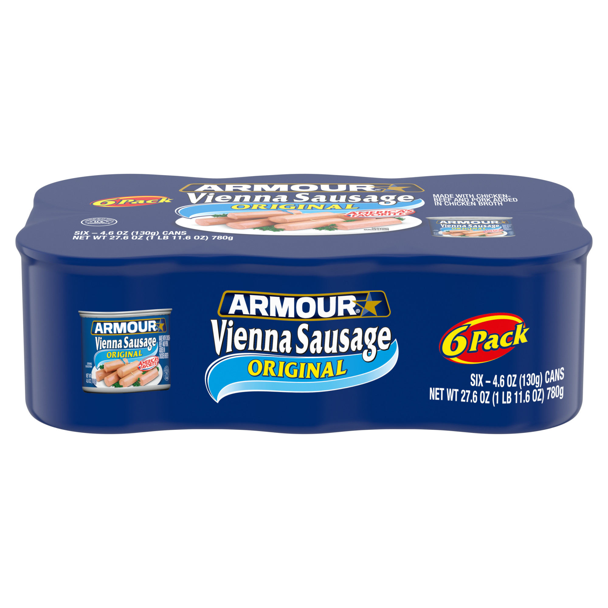 Armour Star Vienna Sausage, Original Flavor, Canned Sausage, 4.6 oz (Pack of 6)