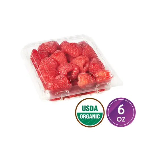 Fresh Field Packed Organic Raspberries, 6 oz Container