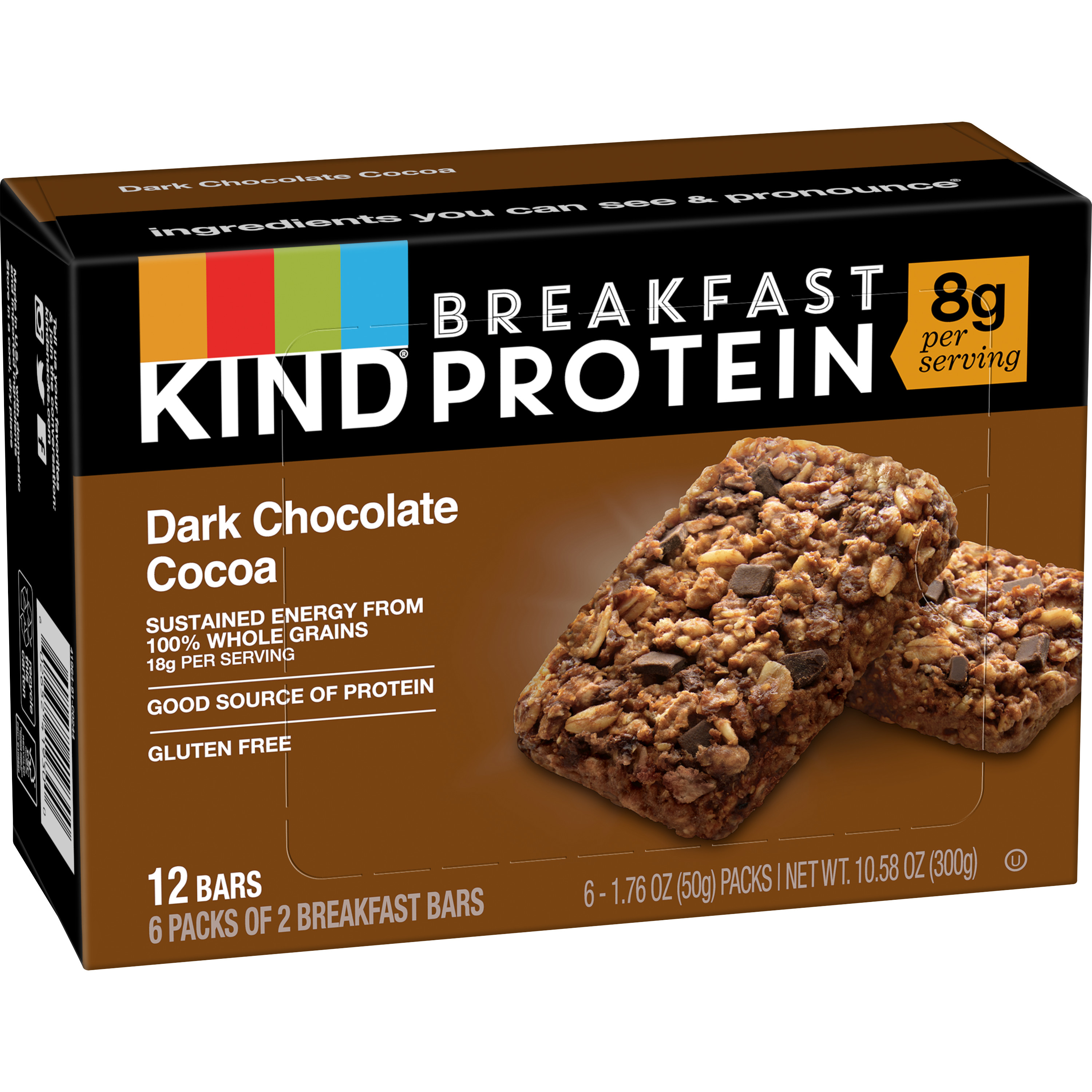 KIND Breakfast Gluten Free Dark Chocolate Cocoa Protein Snack Bars, 1.76 oz, 12 Count One Box thumbnail 3
