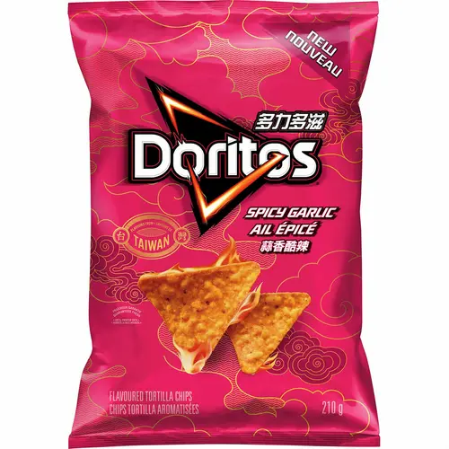 Doritos Spicy Garlic Tortilla Chips, 210g/7.4 oz., Bag