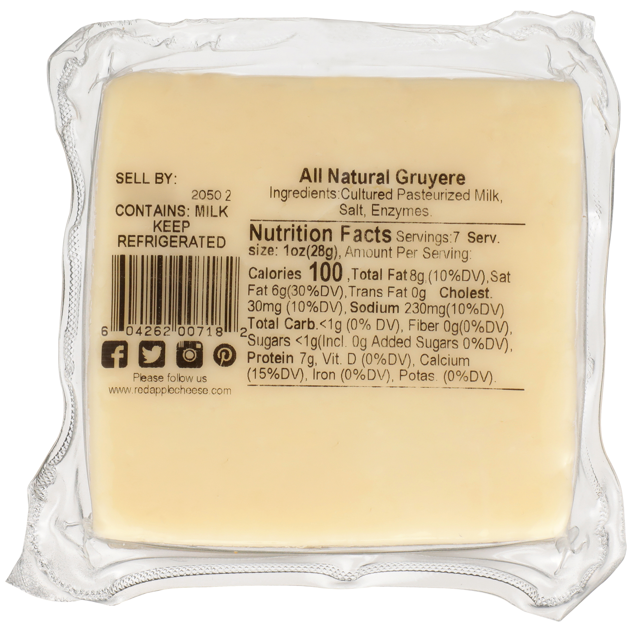 Red Apple Cheese Natural Gruyere Wisconsin CheeseÂ®, 7 oz Square thumbnail 2