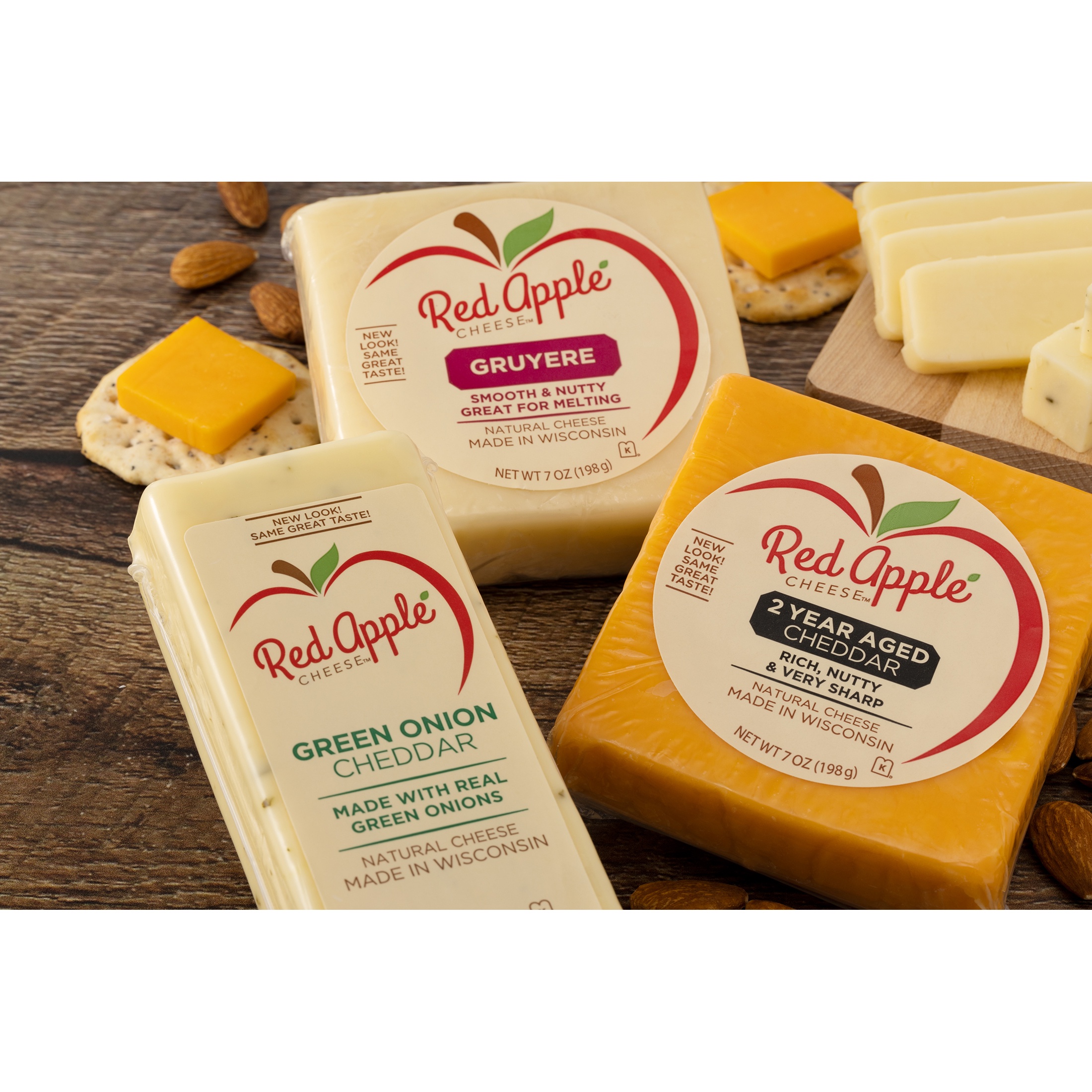 Red Apple Cheese Green Onion Cheddar Cheese, 8oz, Bar, Refrigerated thumbnail 2