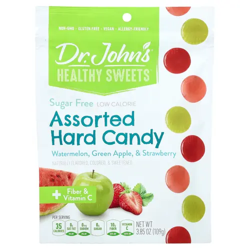Dr. John's Sugar Free Assorted Fruit Hard Candy 3.85 oz. Bag
