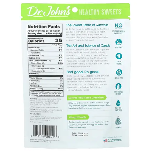 Dr. John's Sugar Free Assorted Fruit Hard Candy 3.85 oz. Bag thumbnail 2