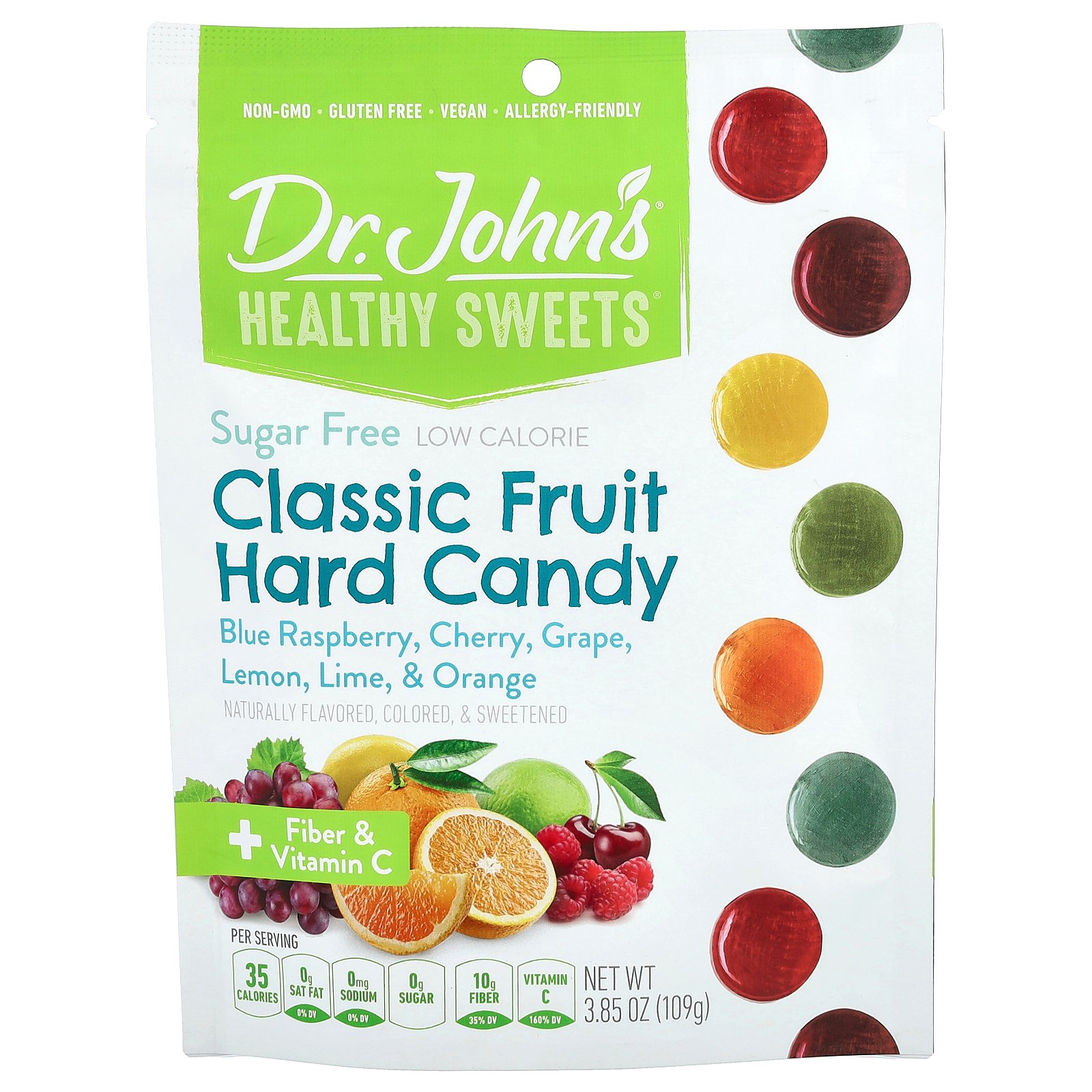 Dr. John's Healthy Sweets Easter Sugar Free Hard Candy Classic Fruit, 3.85 oz, Bag