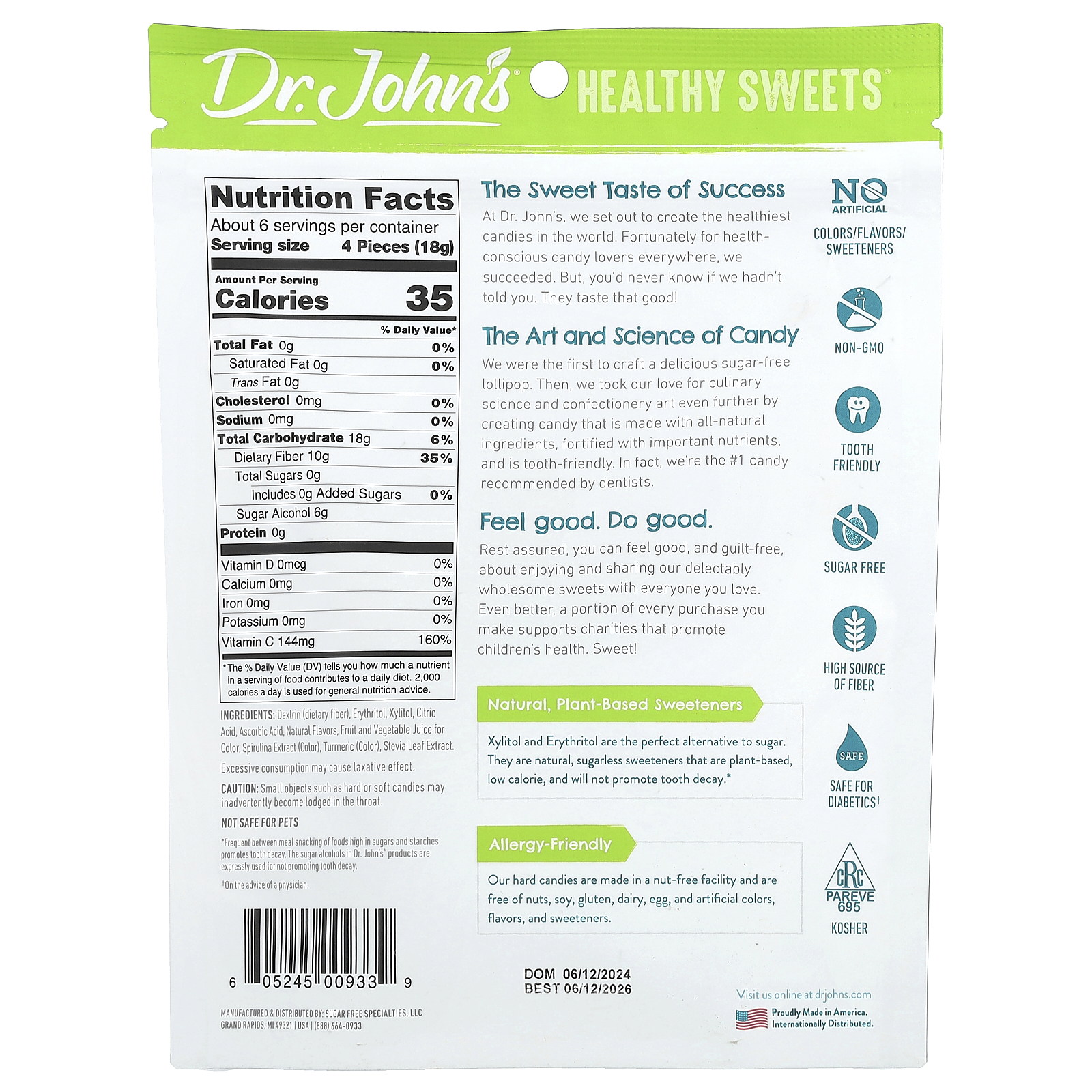 Dr. John's Healthy Sweets Easter Sugar Free Hard Candy Classic Fruit, 3.85 oz, Bag thumbnail 2