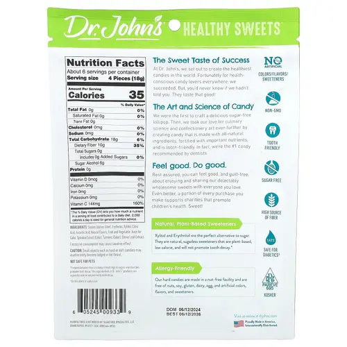 Dr. John's Healthy Sweets Easter Sugar Free Hard Candy Classic Fruit, 3.85 oz, Bag thumbnail 2