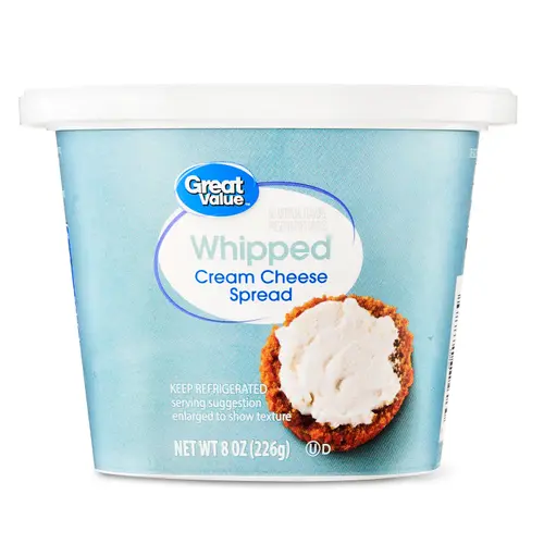 Great Value Whipped Cream Cheese Spread, 8oz Tub