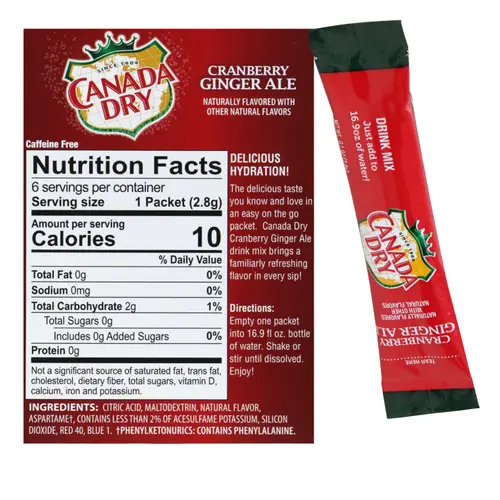NS Canada Dry Cranberry Ginger Ale Singles To Go Drink Mix, Sugar-Free Low-Calorie Water Enhancer Powder Sticks Beverages 2 Boxe thumbnail 2