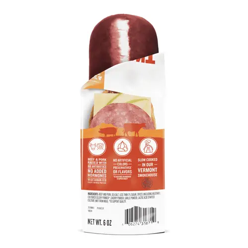 Vermont Smoke & Cure Uncured Summer Sausage Stick Charcuterie Board Gourmet Sausage Meat 6 oz