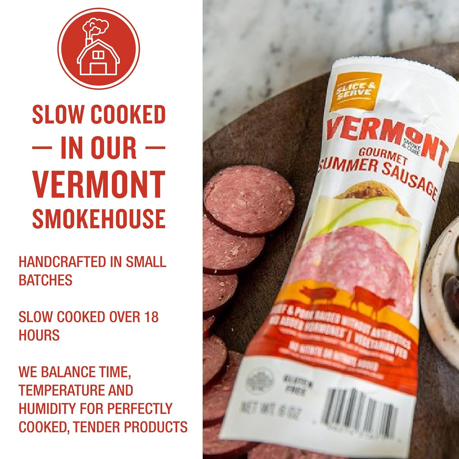Vermont Smoke & Cure Uncured Summer Sausage Stick Charcuterie Board Gourmet Sausage Meat 6 oz thumbnail 3