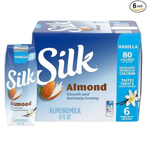 Silk Shelf-Stable Almond Milk Singles, Vanilla, Dairy-Free, Vegan, Non-GMO Project Verified, 8 oz., 6 Pack