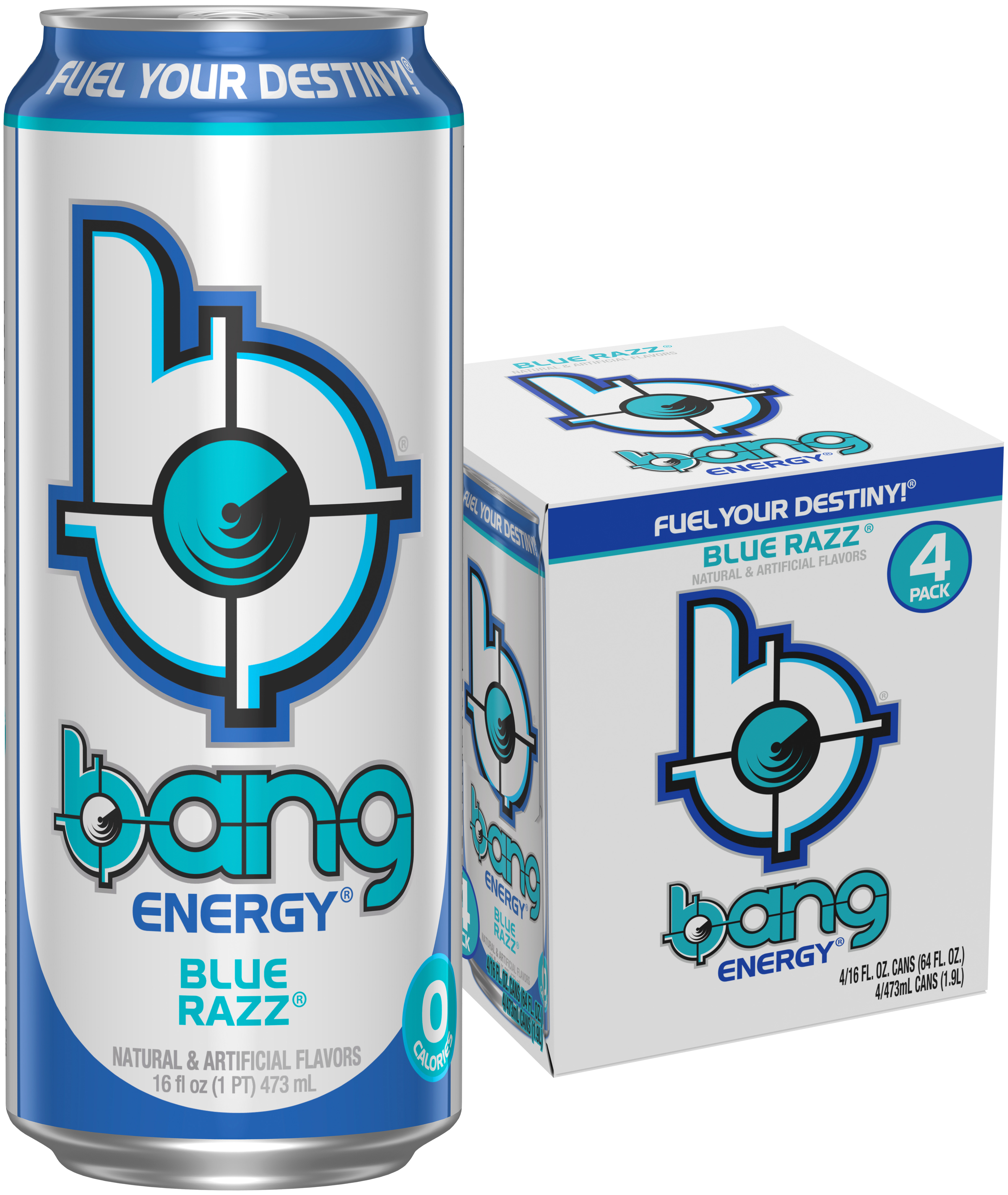 BANG Energy Drink, Blue Razz, 16 fl oz, 4 Pack thumbnail 2
