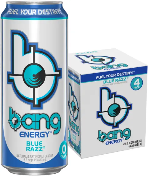 BANG Energy Drink, Blue Razz, 16 fl oz, 4 Pack thumbnail 2