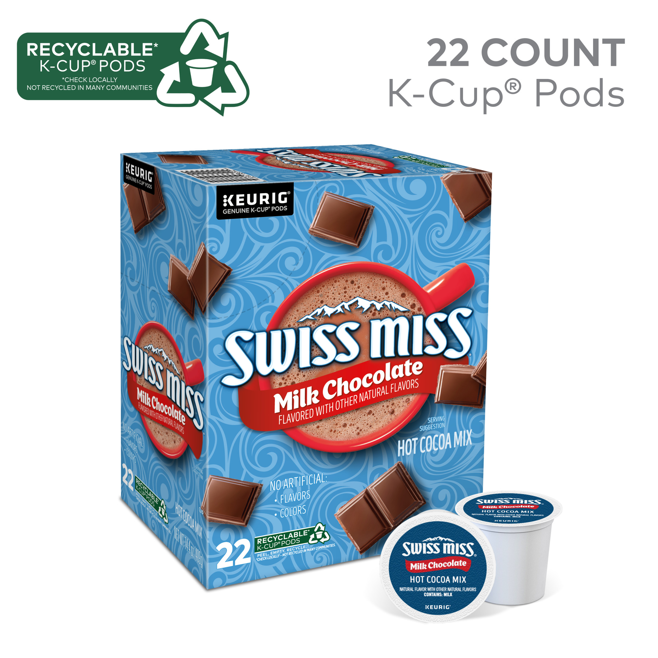 Swiss Miss Milk Chocolate Hot Cocoa, K-Cup Pods, 22 Count thumbnail 2