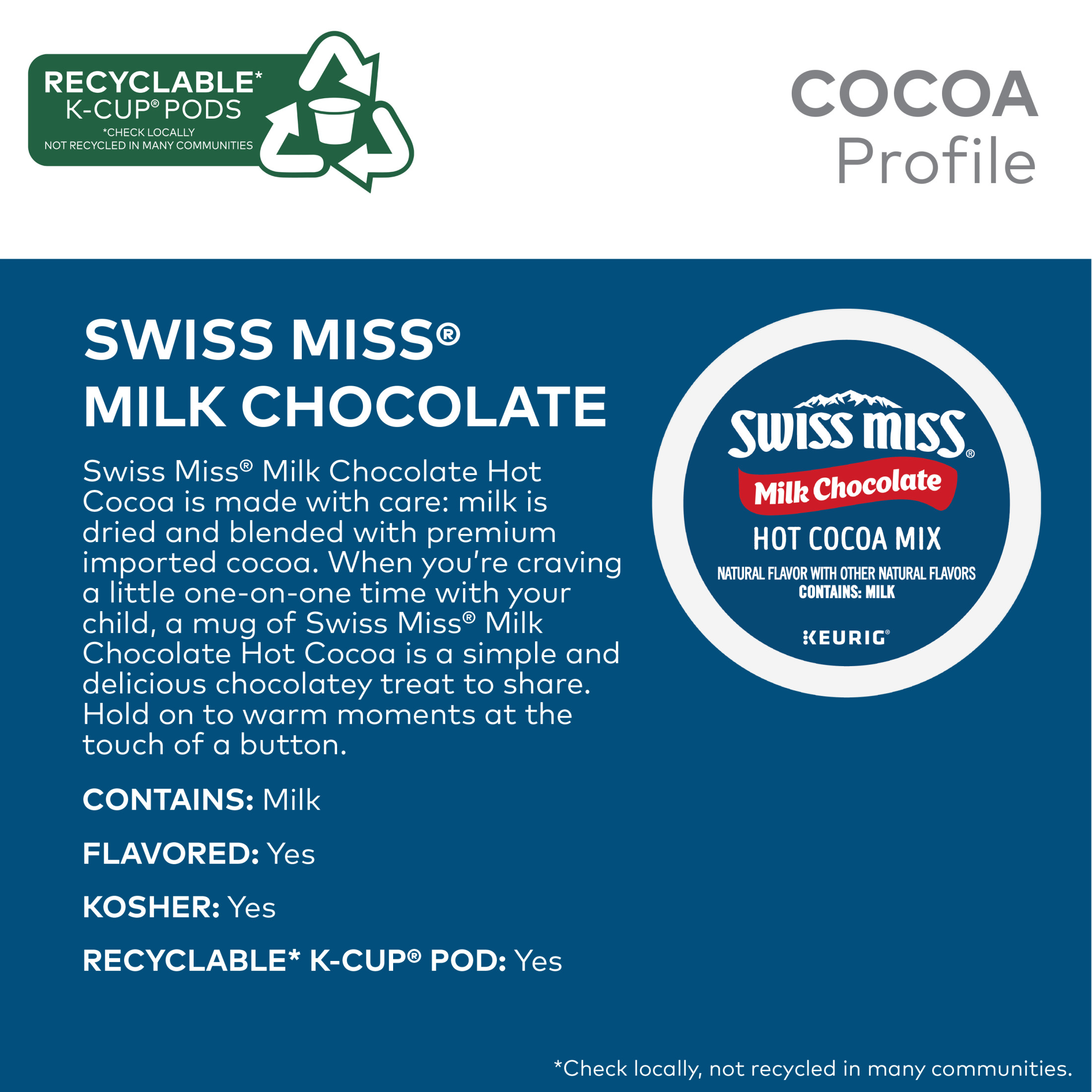 Swiss Miss Milk Chocolate Hot Cocoa, K-Cup Pods, 22 Count thumbnail 3