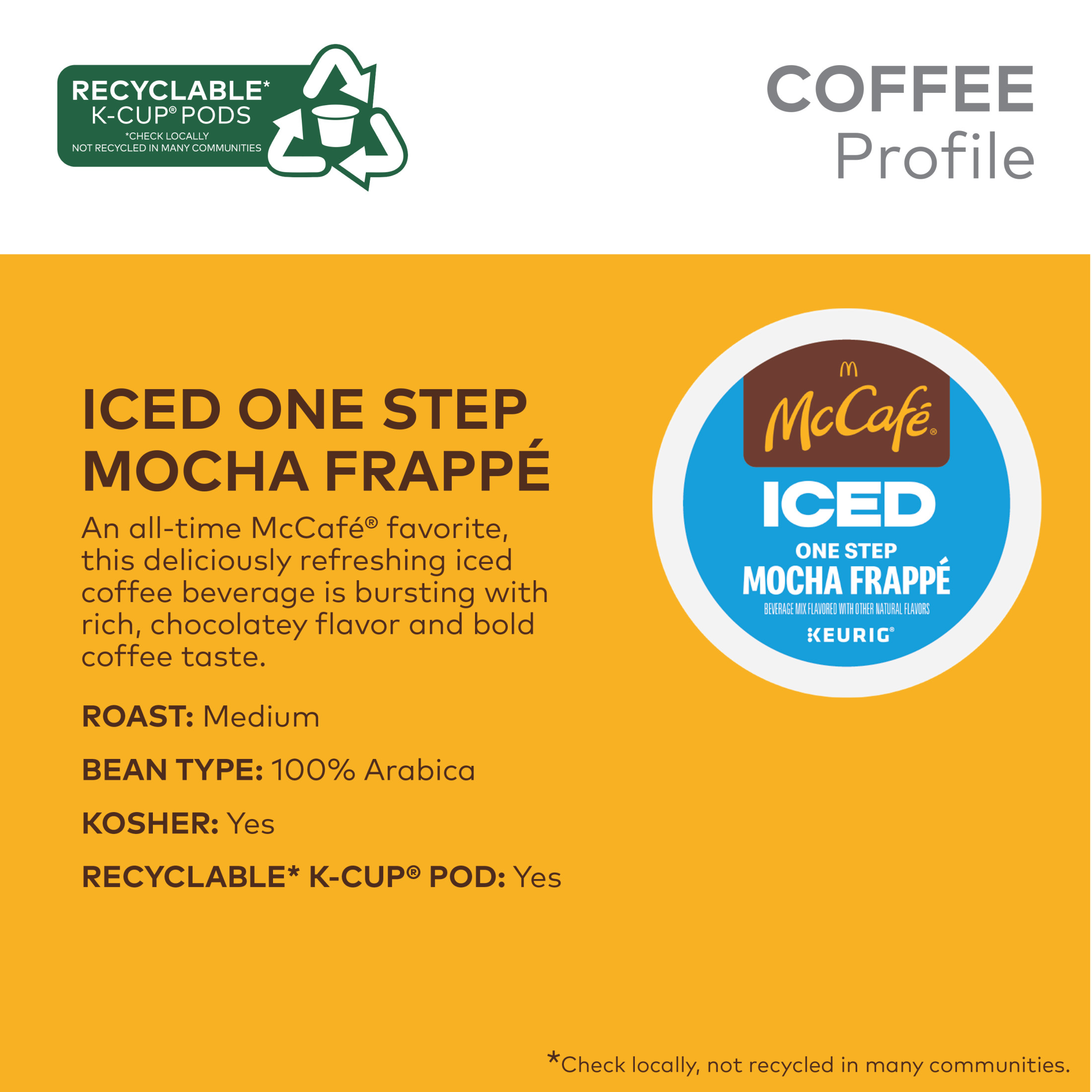 McCafe, ICED One Step Mocha Frappe K-Cup Coffee Pods, 10 Count thumbnail 4