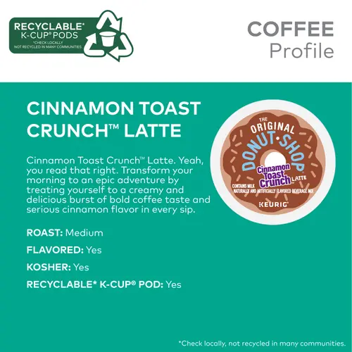 The Original Donut Shop, One Step Cinnamon Toast Crunch Latte K-Cup Coffee Pods, 10 Count thumbnail 3