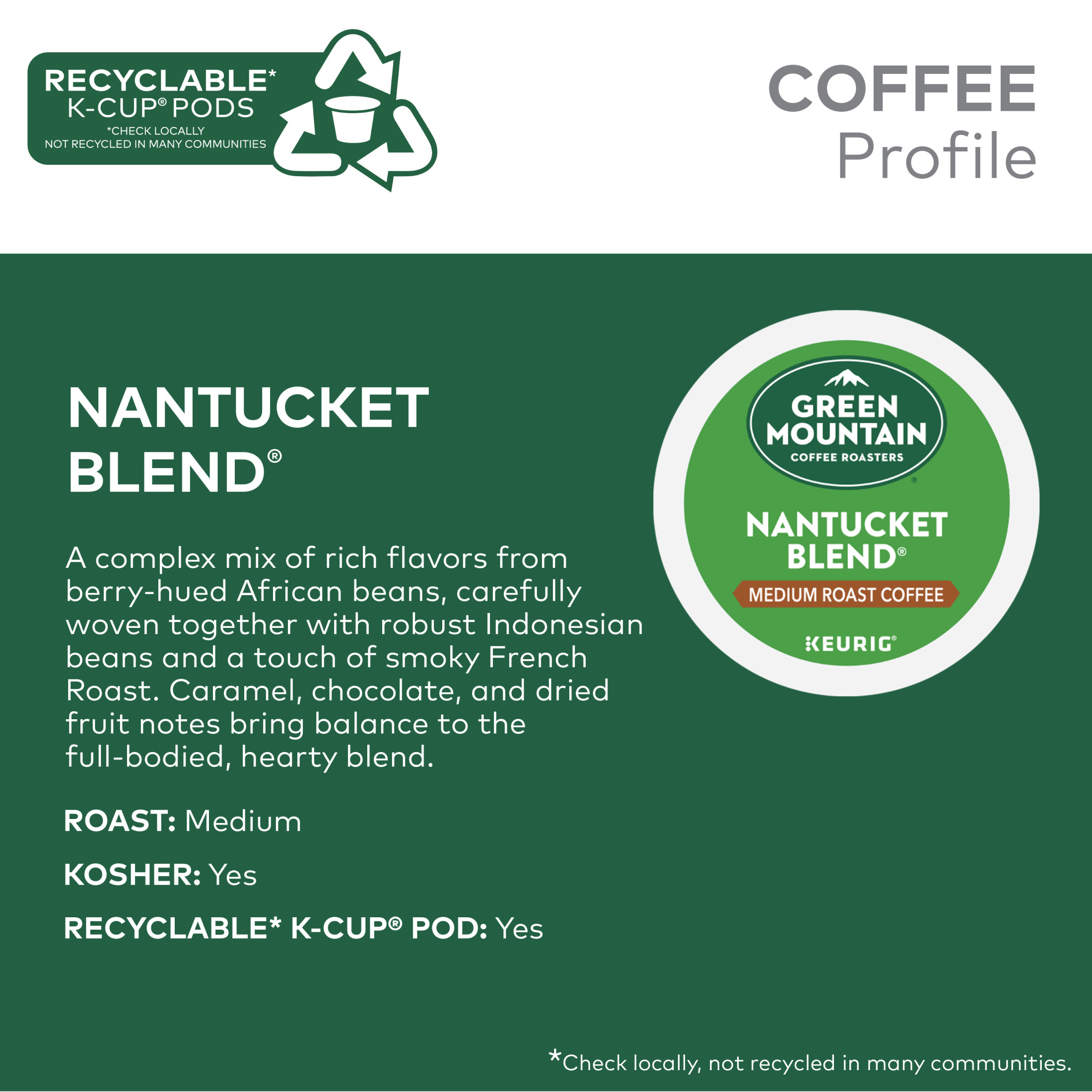 Green Mountain Coffee Roasters, Nantucket Blend Medium Roast K-Cup Coffee Pods, 60 Count thumbnail 2