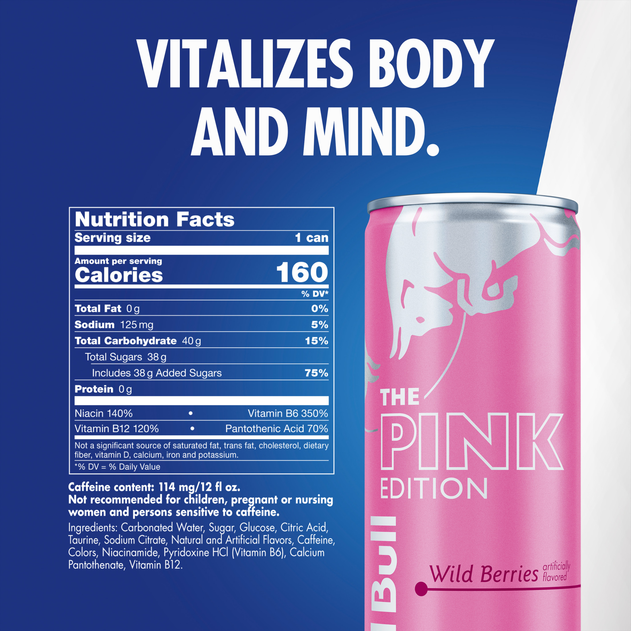 Red Bull Pink Edition Energy Drink, Wild Berries, 12 fl. oz., Pack of 4 Cans,  80mg Caffeine thumbnail 2