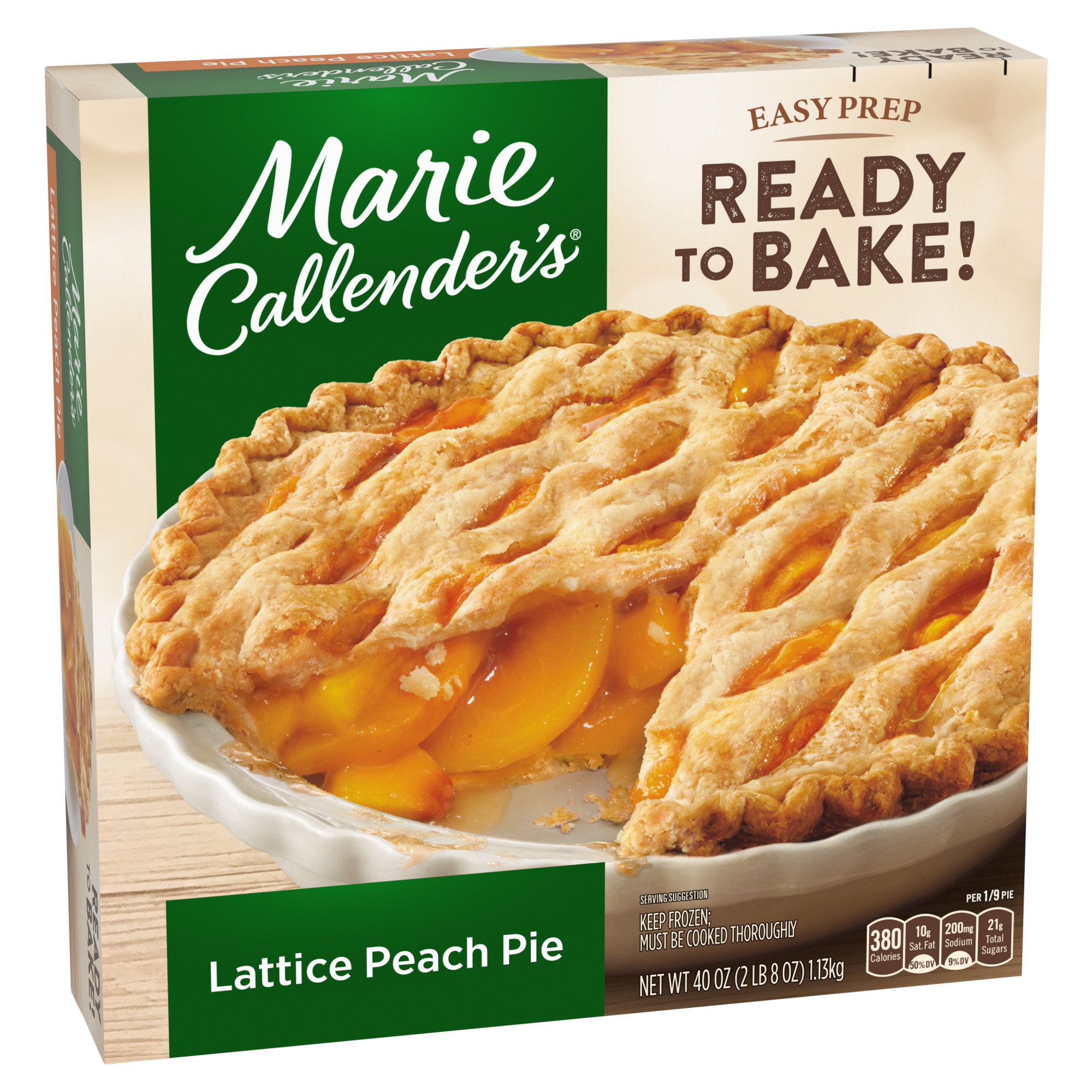 Marie Callender's Lattice Peach Pie, Frozen Dessert, 40 oz. thumbnail 2