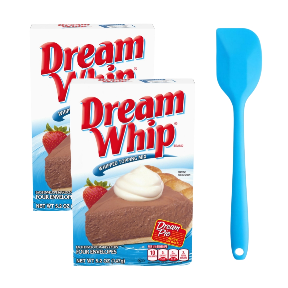 Dream Whip Whipped Topping Mix, 5.2 oz (2 pack) and 8in Silicone Spatula (Color Varies)