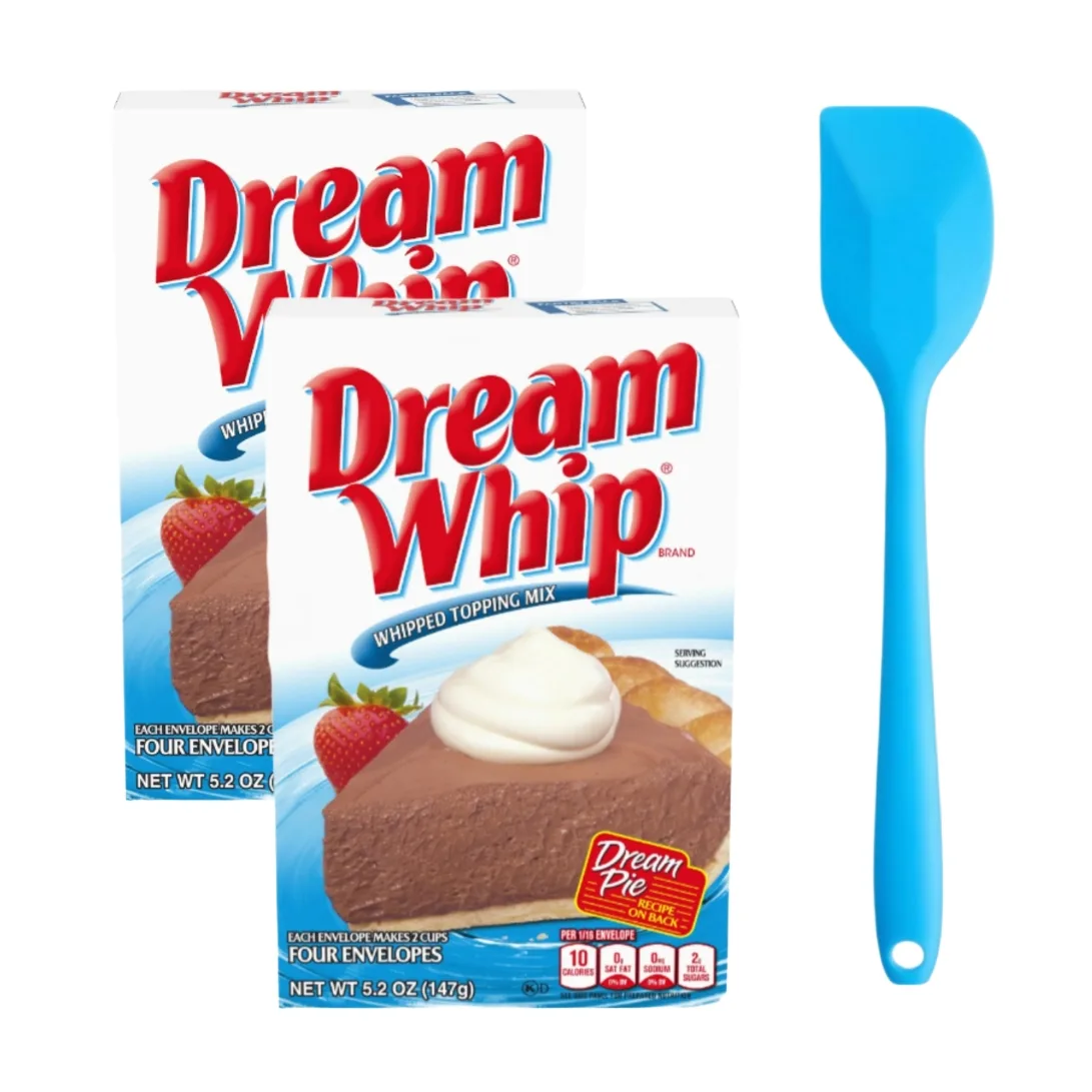 Dream Whip Whipped Topping Mix, 5.2 oz (2 pack) and 8in Silicone Spatula (Color Varies)