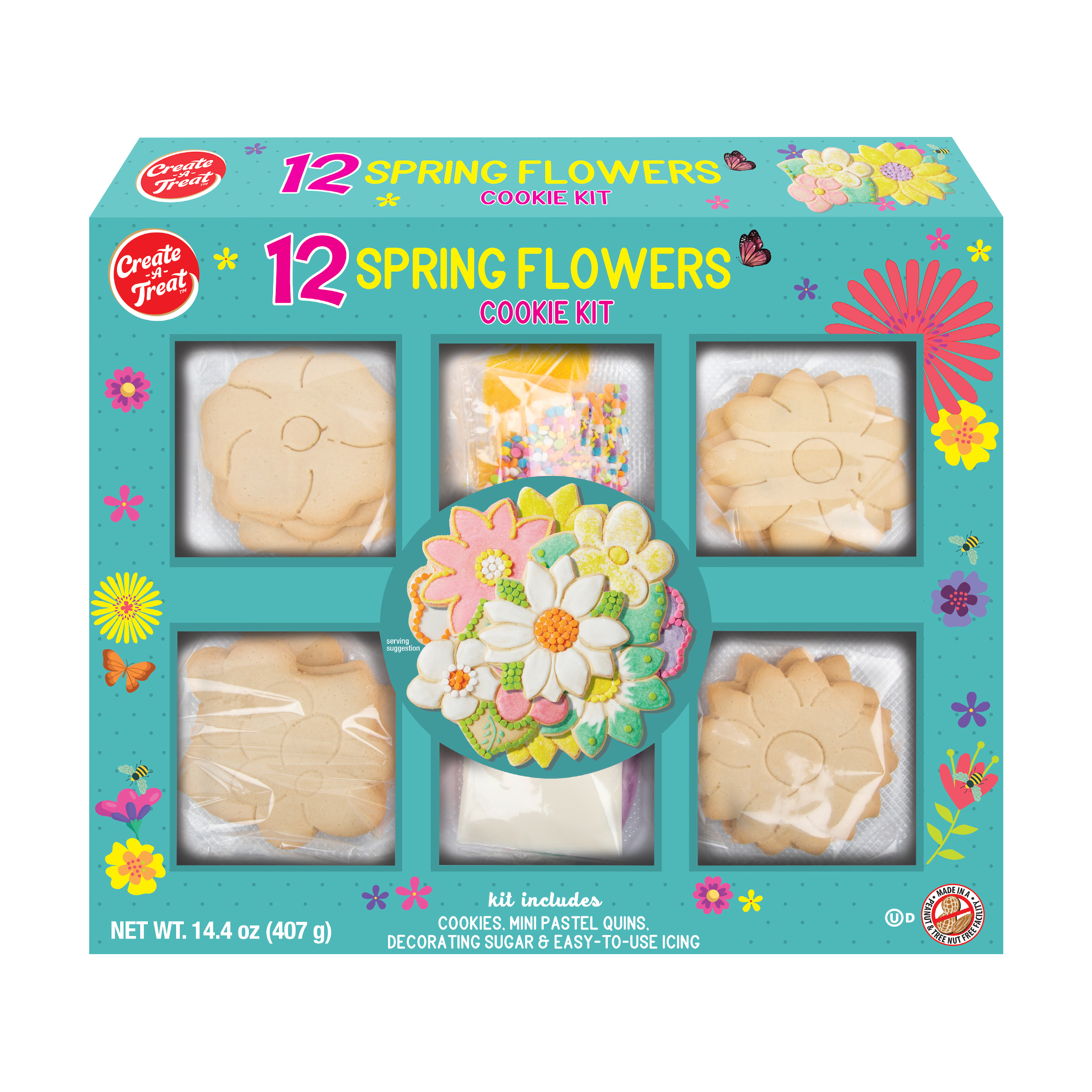 Create-A-Treat Spring Flower Cookie Decorating Kit, 14.4 oz, 12 Count, Vanilla, Crunchy, Medium Box thumbnail 2