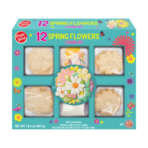 Create-A-Treat Spring Flower Cookie Decorating Kit, 14.4 oz, 12 Count, Vanilla, Crunchy, Medium Box thumbnail 2