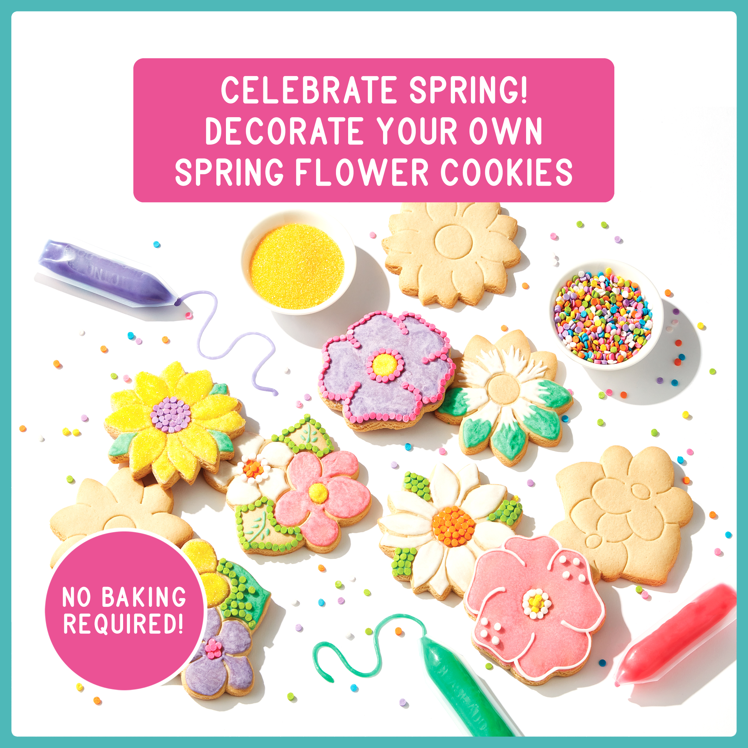 Create-A-Treat Spring Flower Cookie Decorating Kit, 14.4 oz, 12 Count, Vanilla, Crunchy, Medium Box thumbnail 4