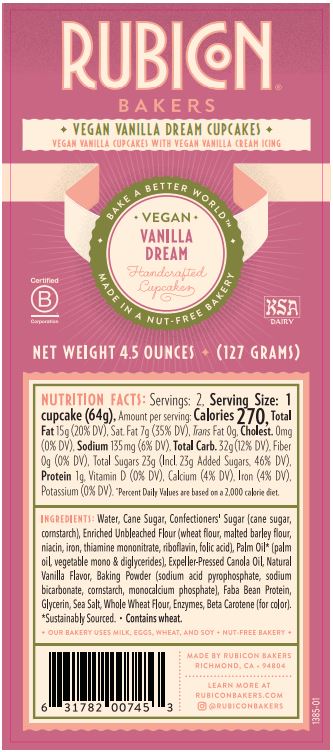 Rubicon Bakers Vegan Vanilla Dream Cupcakes 2 count thumbnail 2