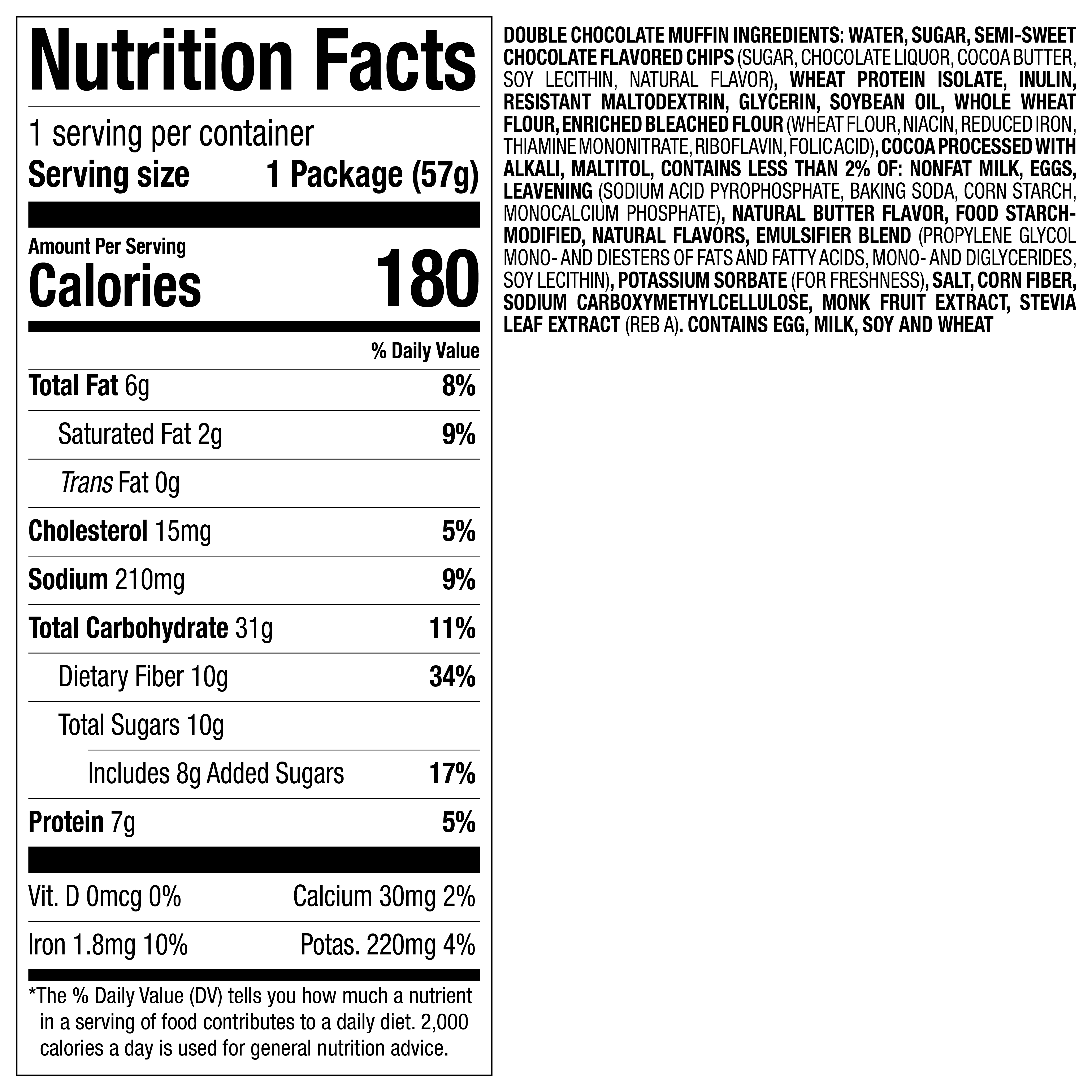 Nutrisystem Double Chocolate Chip Breakfast Muffins, 7g Protein, 12 Pack (Regular Shelf-Stable) thumbnail 3