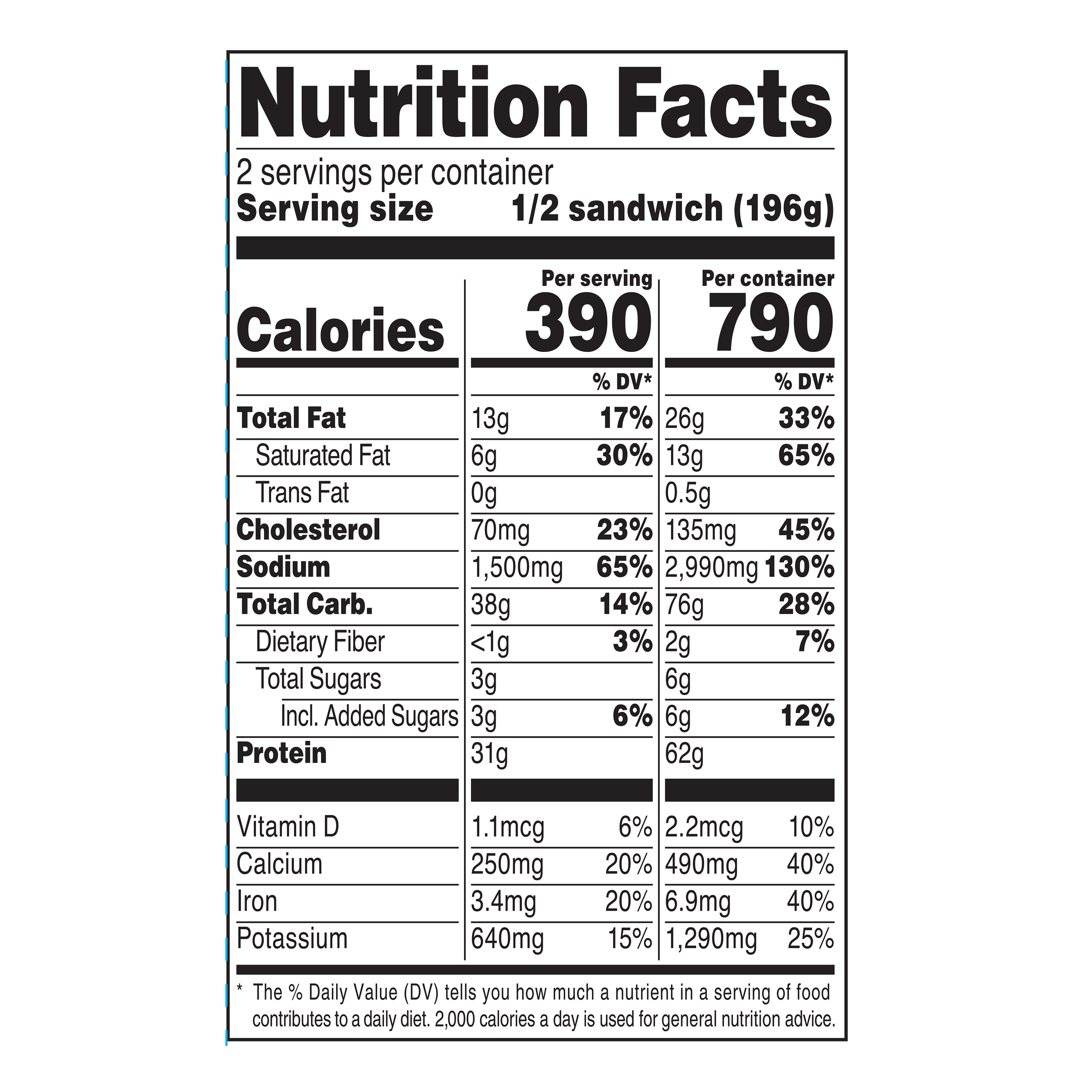 Marketside Ham & Swiss Sub Sandwich, Full, 14 oz, 1 Count (Fresh) thumbnail 4