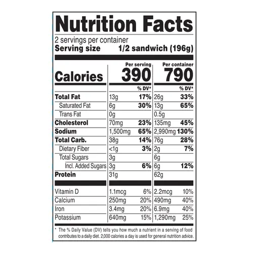 Marketside Ham & Swiss Sub Sandwich, Full, 14 oz, 1 Count (Fresh) thumbnail 4