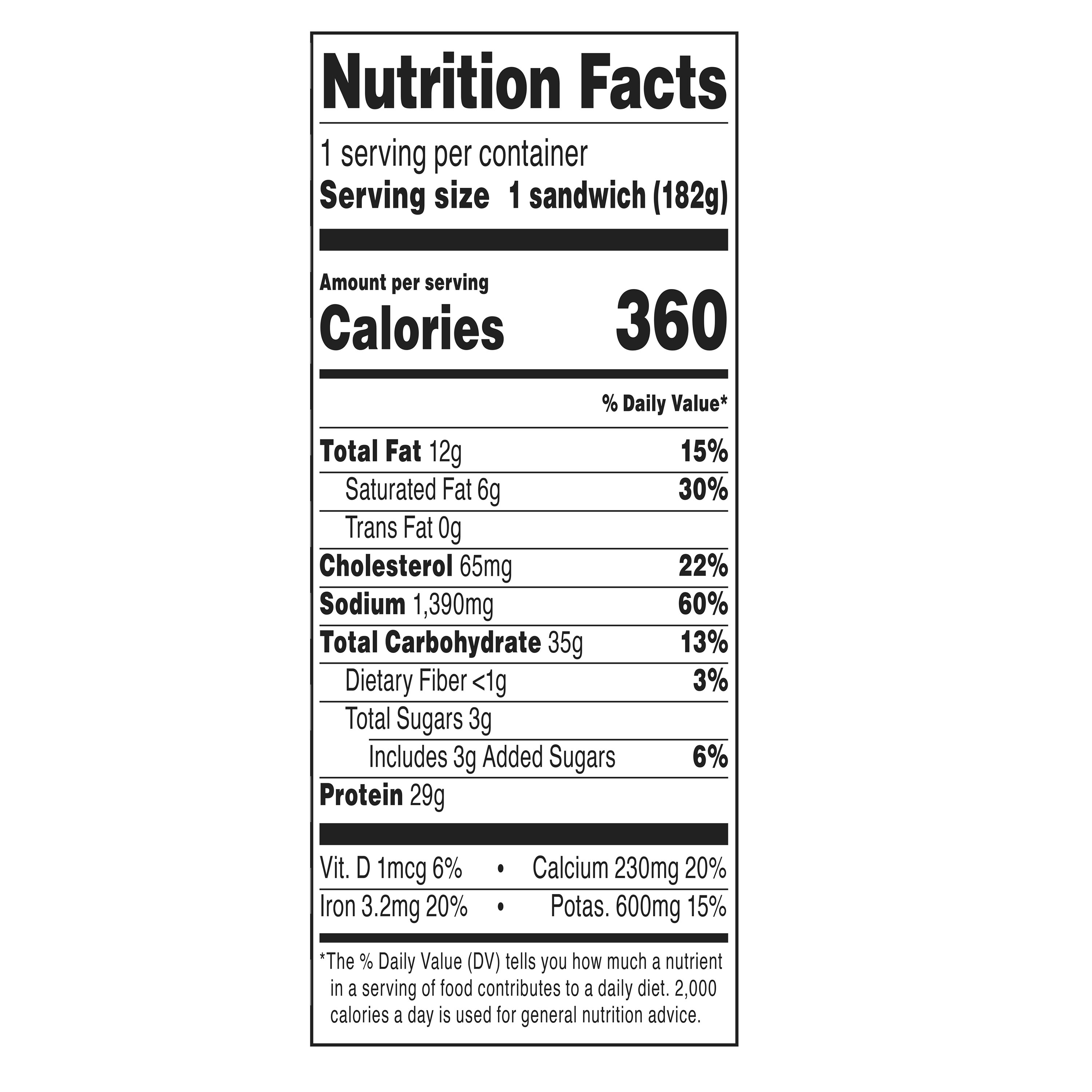 Marketside Ham & Swiss Sub Sandwich, Half, 6.5 oz, 1 Count (Fresh) thumbnail 4