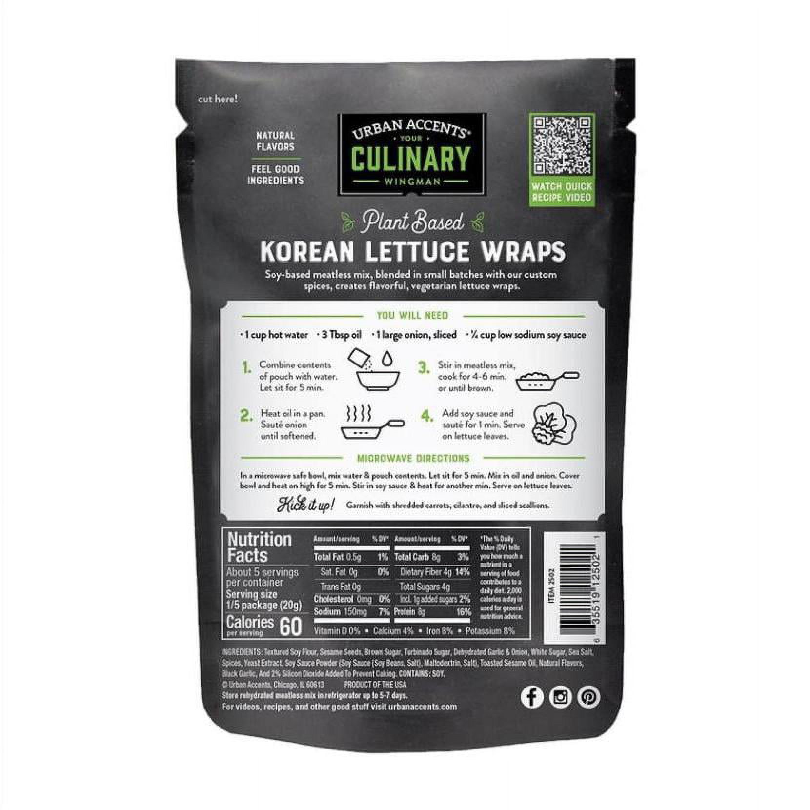 Urban Accents Plant Based Korean BBQ, Ground Veggie Meatless Mix,  Sweet Black Garlic, 3.6 oz (102 g) thumbnail 2