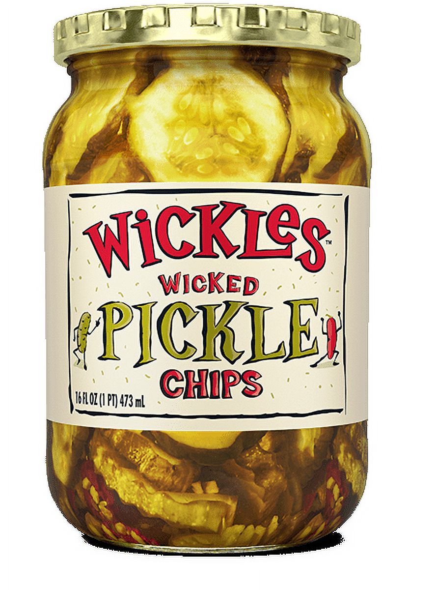 Wickle's, Pickle Chips Sweet and Spicy, 16 oz Jar