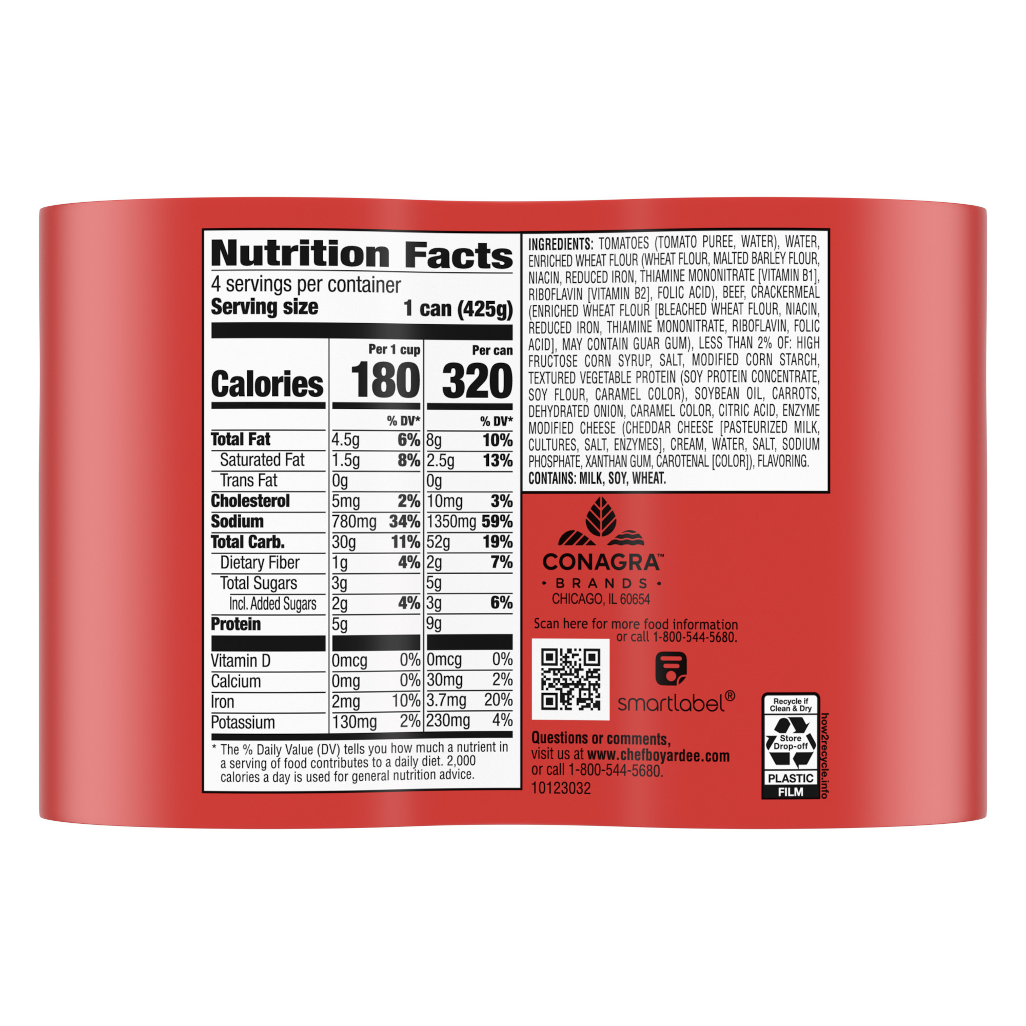 Chef Boyardee Beef Ravioli in Tomato Sauce, Microwave Pasta, 4 Pack, 15 oz thumbnail 4