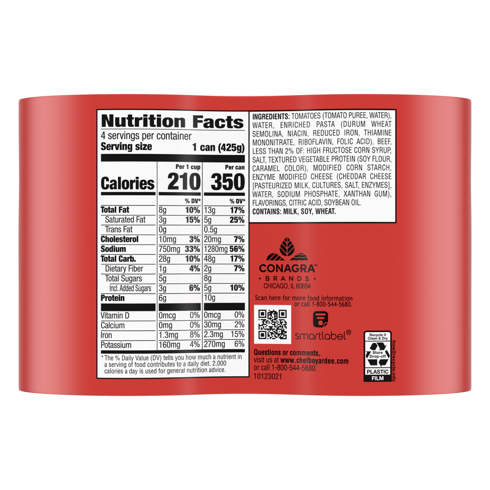 Chef Boyardee Beefaroni Beef Macaroni, Microwave Pasta, 4 Pack, 15 oz thumbnail 3