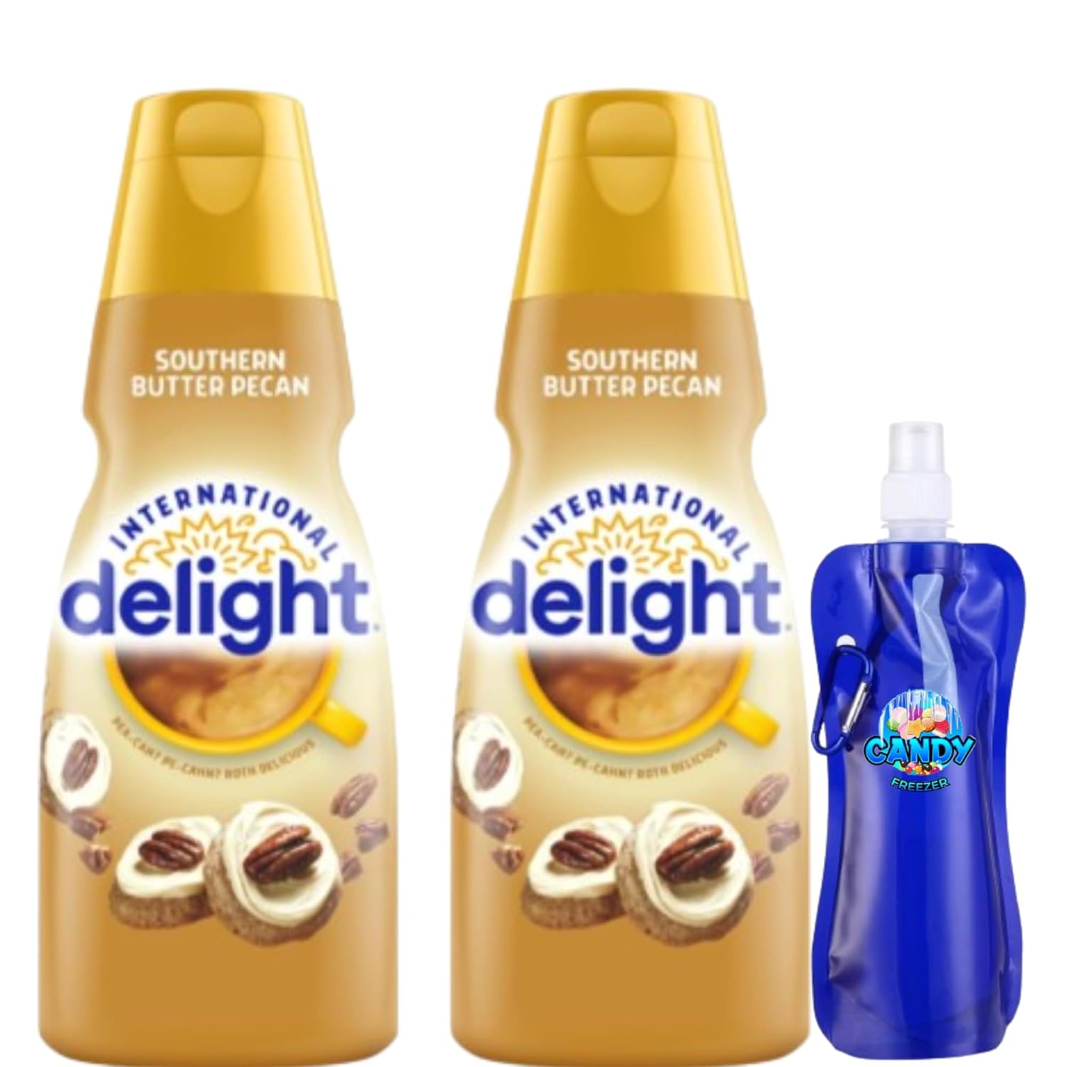 International-Delight Liquid Coffee Creamer Two 32 fl oz. of Creamy Smooth Delightful with Collapsible Bottle (Southern Butter P