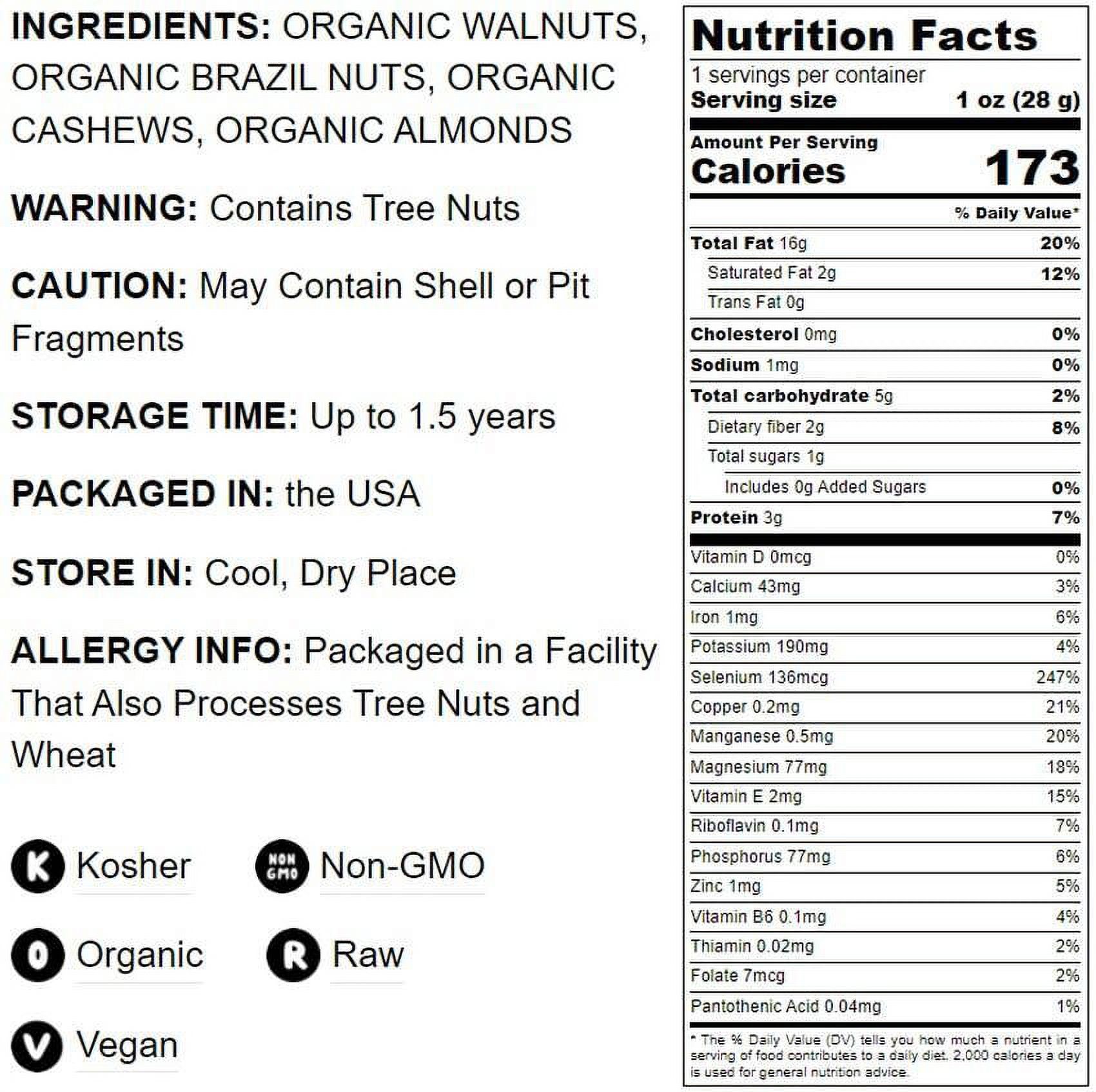 Organic Mixed Raw Nuts, 2 Pounds â€” Non-GMO, Kosher, Raw, Vegan â€” by Food to Live thumbnail 3
