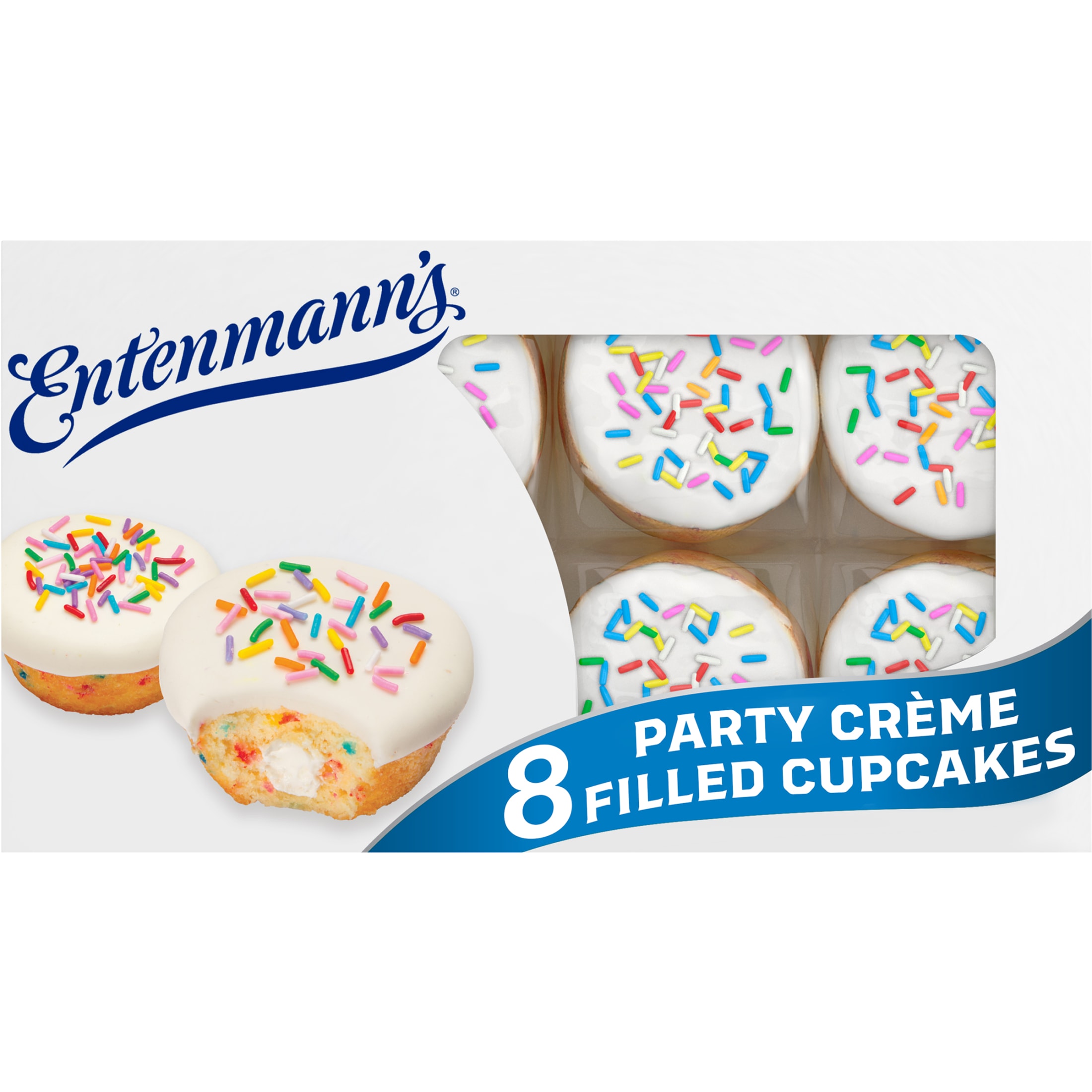 Entenmann's Baker's Delights Party Creme Filled Cupcakes, 8 count, Soft Vanilla Cupcakes, 12.7 oz Box (3 Packs) thumbnail 2