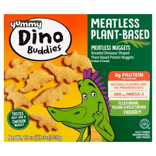Yummy Dino Buddies Plant- Based Meatless Dinosaur Chicken Nuggets Vegetarian Friendly 19 oz, Frozen