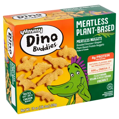 Yummy Dino Buddies Plant- Based Meatless Dinosaur Chicken Nuggets Vegetarian Friendly 19 oz, Frozen thumbnail 2