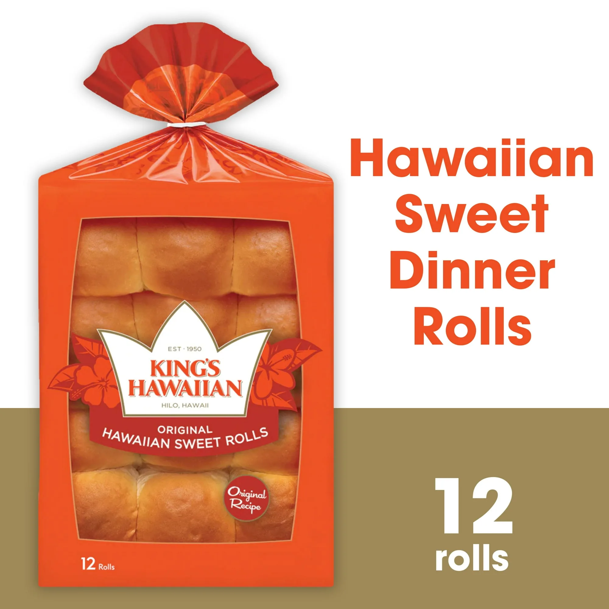 King's Hawaiian Original Hawaiian Sweet Rolls 12 Count, 12oz, Shelf-Stable (1 Pack)
